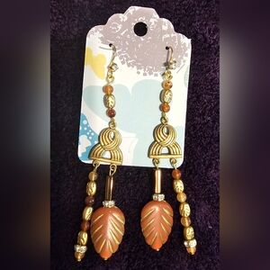 Elegant Gold and Brown Beaded Earrings